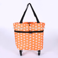 Reusable Foldable Wheeled Polyester Shopping Cart Trolley Bag For Promotion And Travel